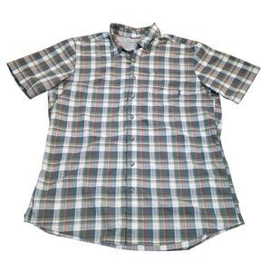 Eddie Bauer Men's Tall L Shirt Short Sleeve Plaid Nylon Blend Hiking Outdoor T